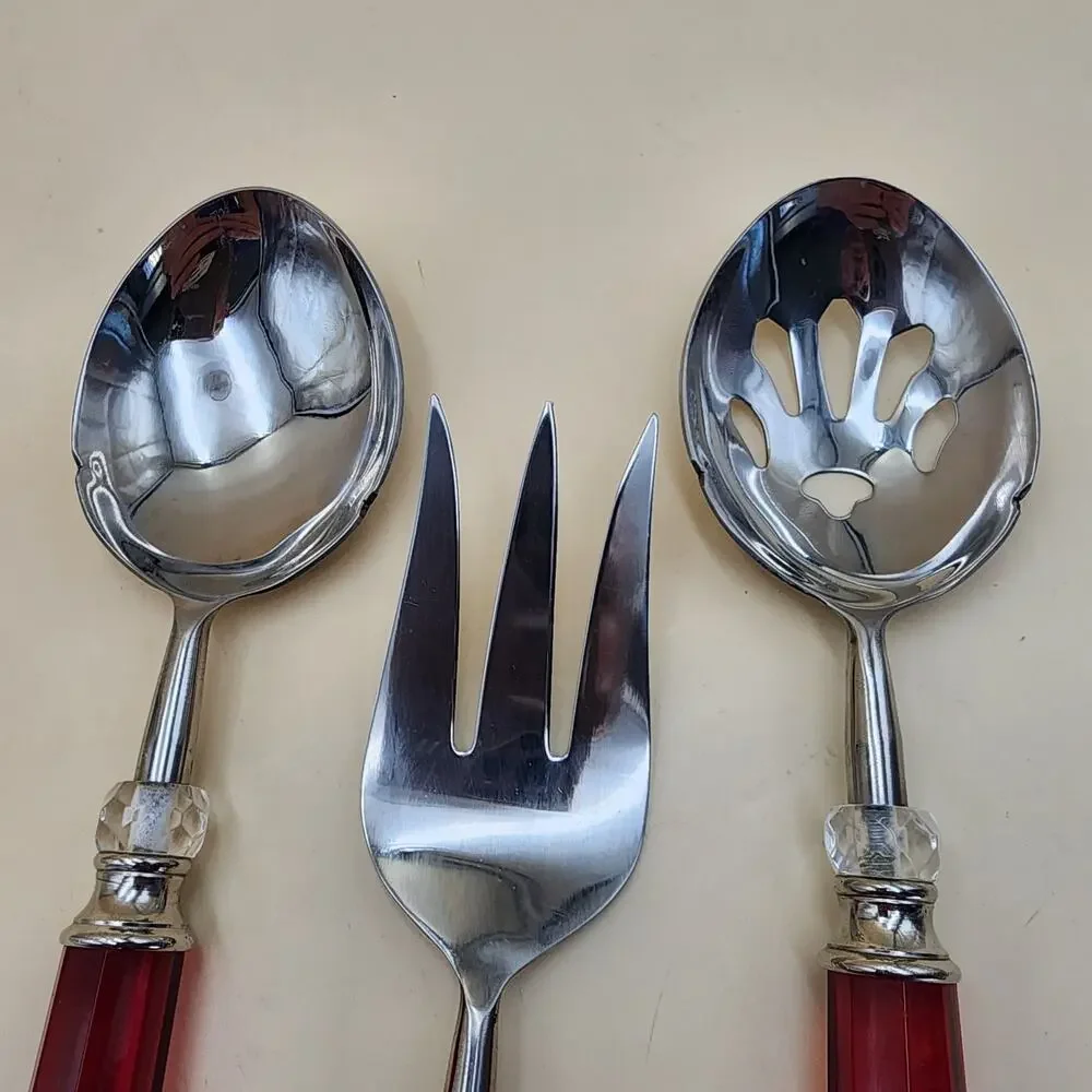 Lenox Holiday Jewel 3-Piece Serving Set Spoon Pierced Spoon Cold Meat Fork Boxed